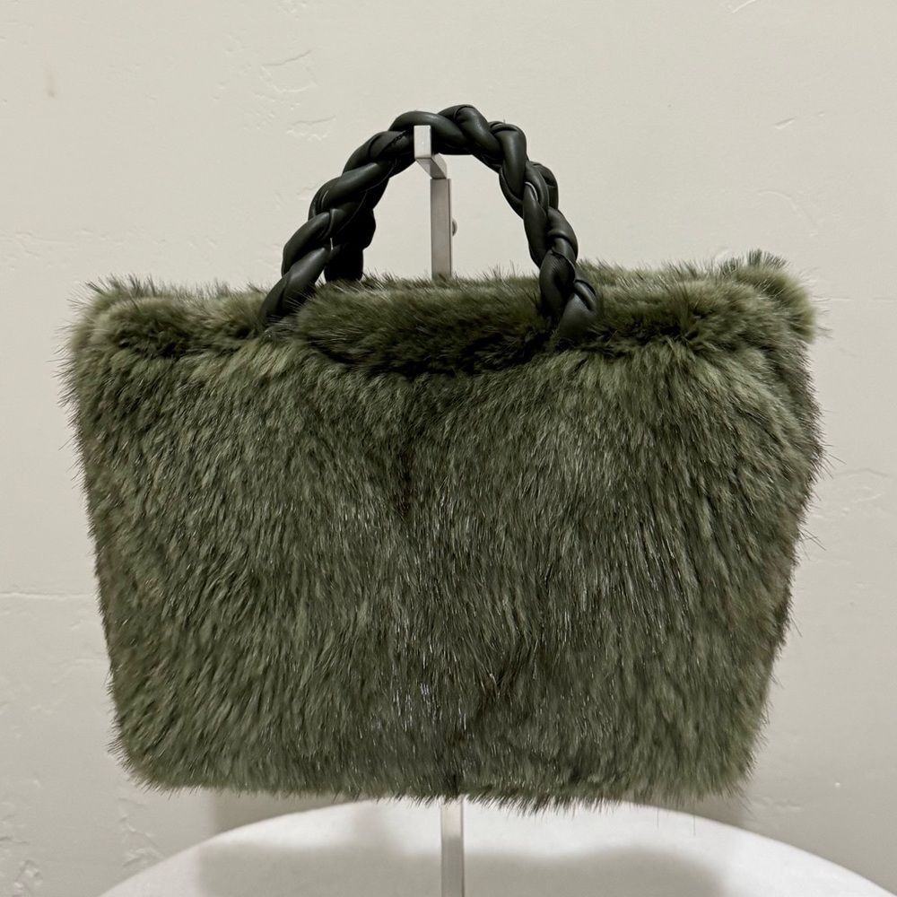 Handmade Real Beaver Fur with Sheepskin Braided Handles Tote Bag/Crossbody